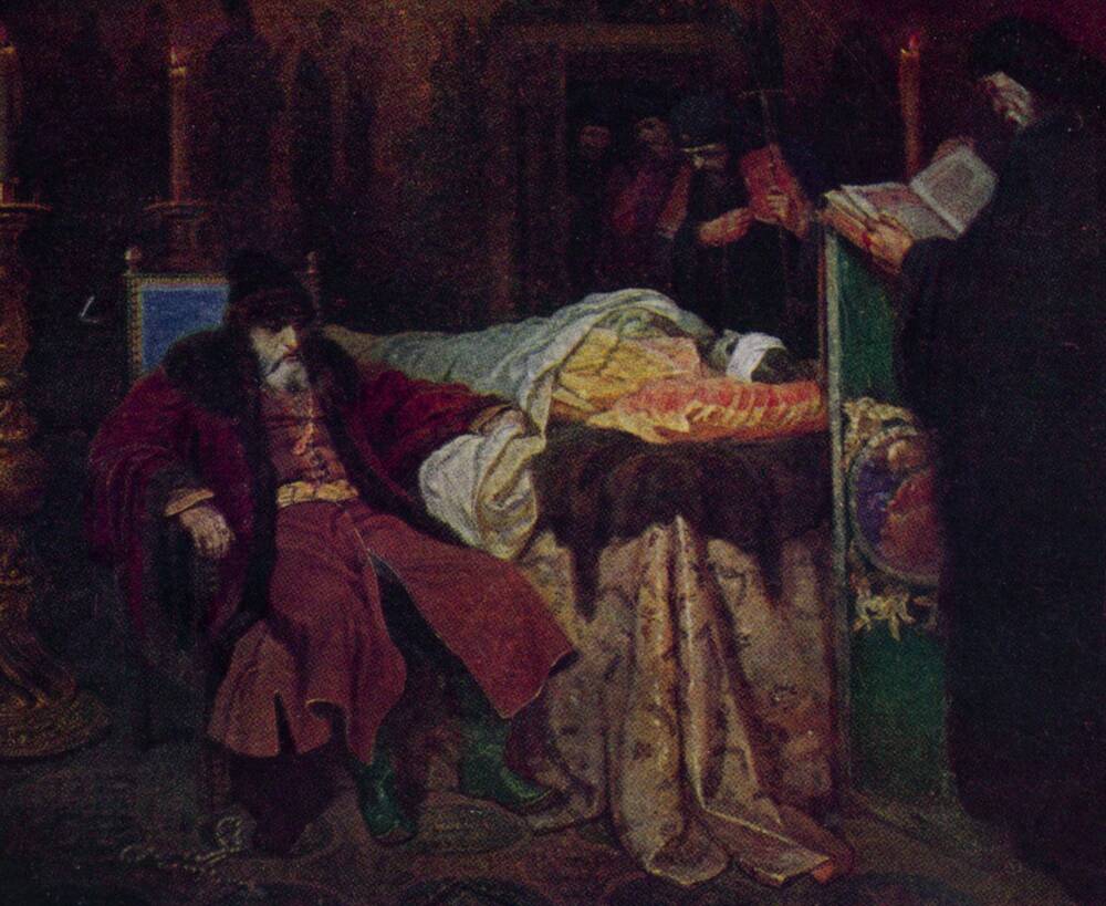 Фотооткрытка. В.Г.Шварц Иван Грозный у тела убитого им сына. 1864 г.