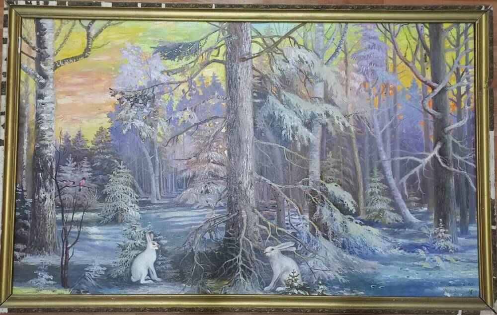 Картина.  Истомин И.П. Зима,  выполненная   на холсте масляными красками.