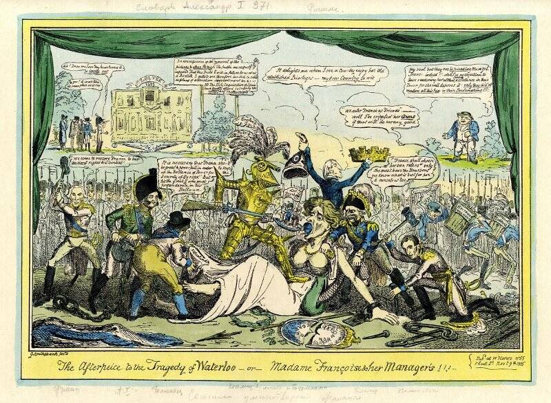 Фототипия. The Afterpeice to the Tragedy of Waterloo - or - Madame Franзoise & her Managers. Послесловие к трагедии Ватерлоо - или - мадам Франсуаза и ее менеджеры.