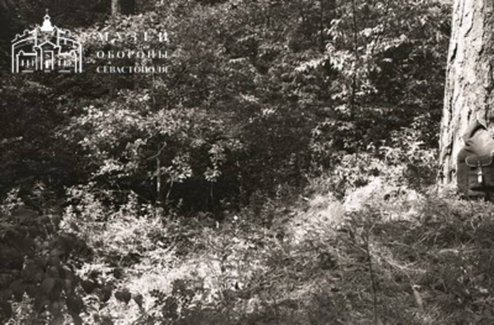 Негатив видовой. Место расположения Севастопольского партизанского отряда в 1942 году. Остатки землянок Севастопольского партизанского отряда на поляне Кермен горы Басман.