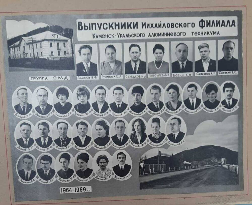 Групповое фото выпускники Михайловского филиала, группа механиков 1964-1969.г, группа ОМД.