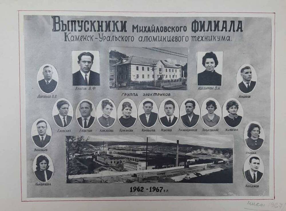 Групповок фото выпускники Михайловского филиала, группа механиков 1962-1967.г.