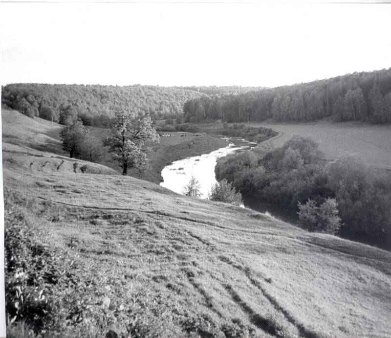 Фотография ч/б. Пейзаж с рекой Таруской. 1960-е гг.