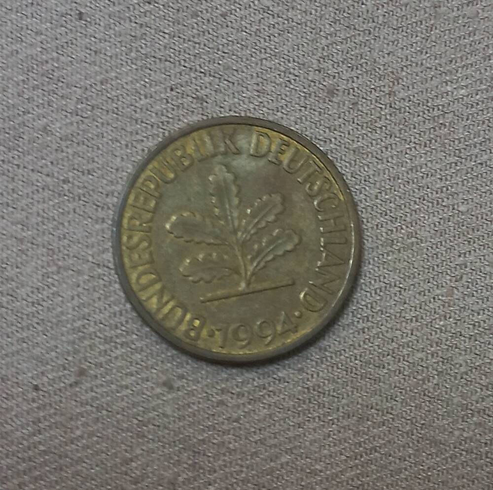 Монета номиналом 10 пфеннигов, Германия, 1994 год