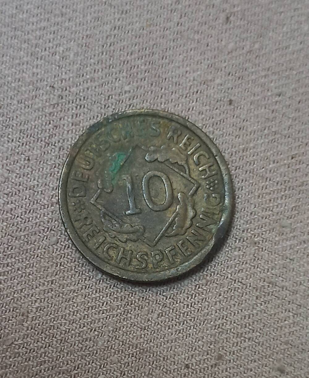 Монета номиналом 10 пфеннигов, Германия, 1995 год