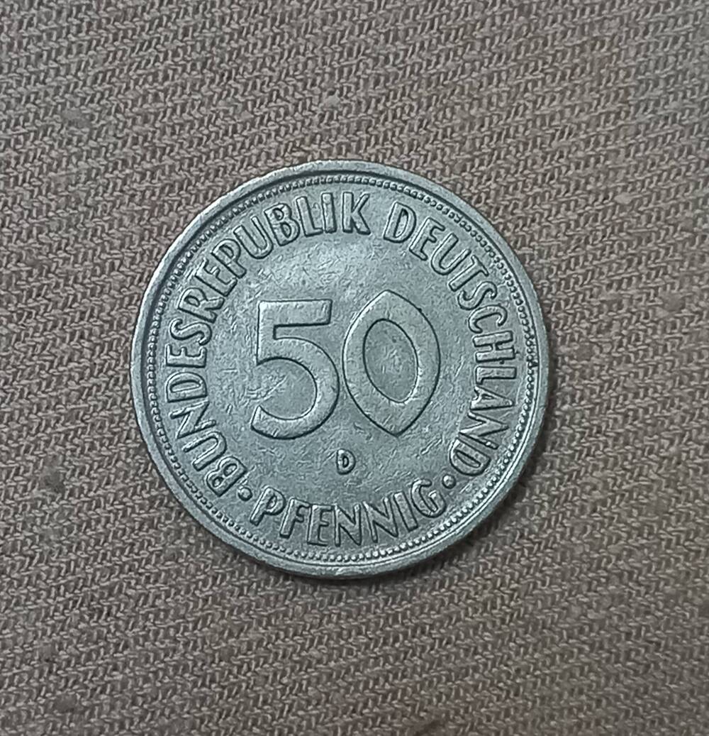 Монета номиналом 50 пфеннигов, Германия, 1950 год