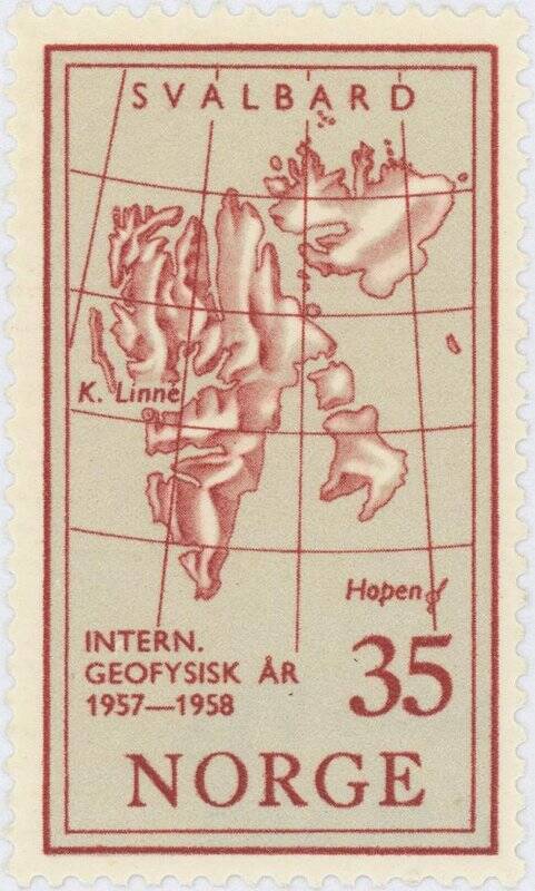 Марка почтовая. «International Geophysical Year. Svalbard» (Международный геофизический год. Свальбард)