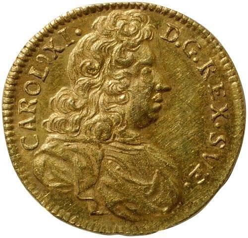 Монета. Швеция. Карл XI (1660-1697). 1/4 дуката