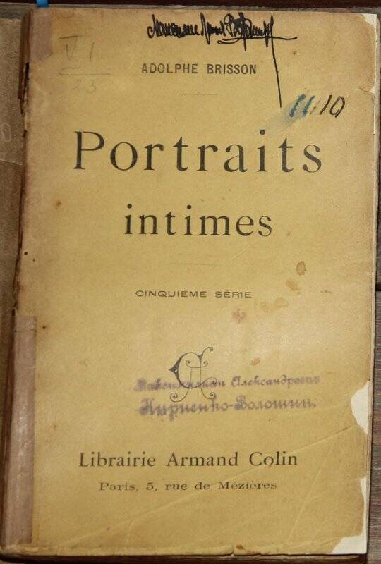 Portraits intimes. T.V. P., Armand Colin, 1901.