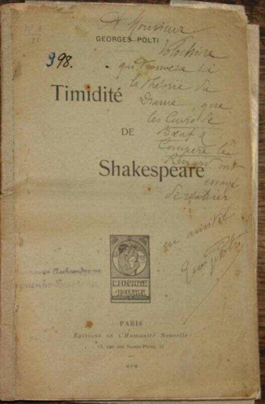 Timitidé de Shakespeare. P., Editions de l'Humanité Nouvelle, 1900.