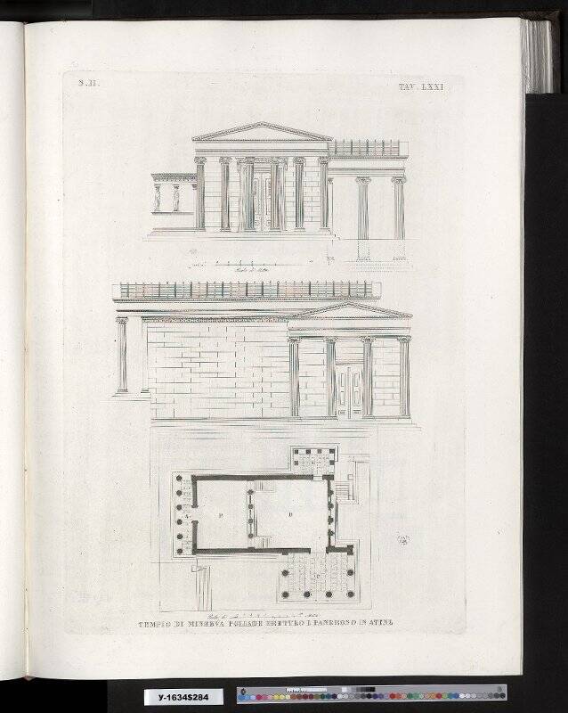 План храма Минервы Паллады в Афинах и чертежи фасадов