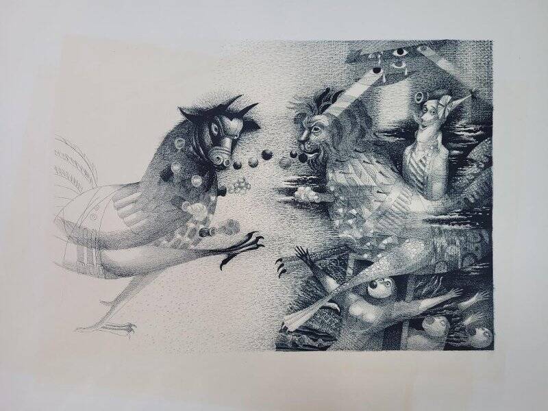 Иллюстрация к «Приключениям Барона Мюнхгаузена» Э. Распэ. Графика