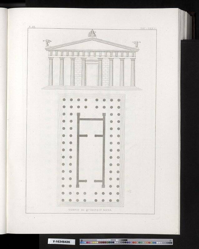 План и чертеж фасада Квиринальского храма в Риме
