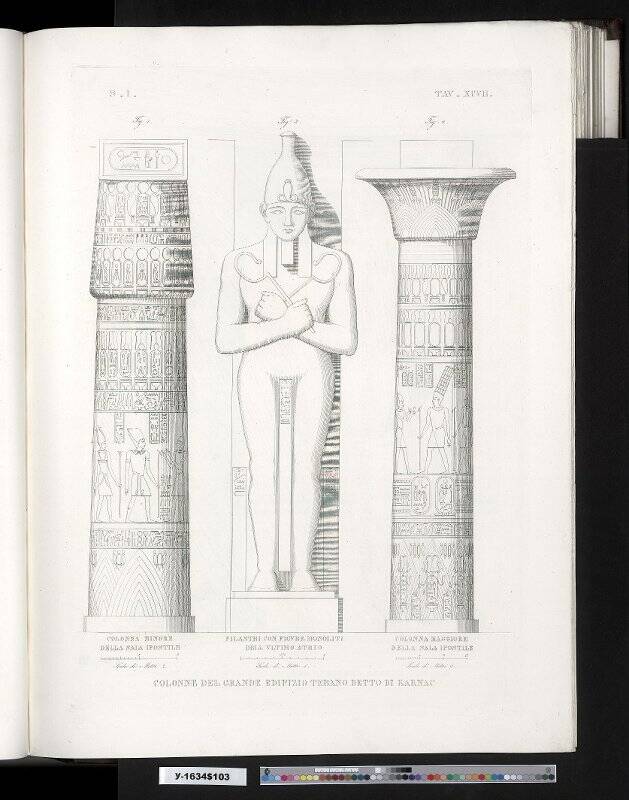 Три образца колонн Карнакского храма