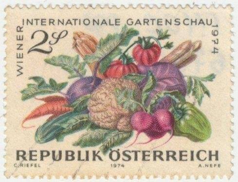 Марка почтовая. Republik Österreich. Wiener Internationale Gartenschau (Венская международная садовая выставка).
