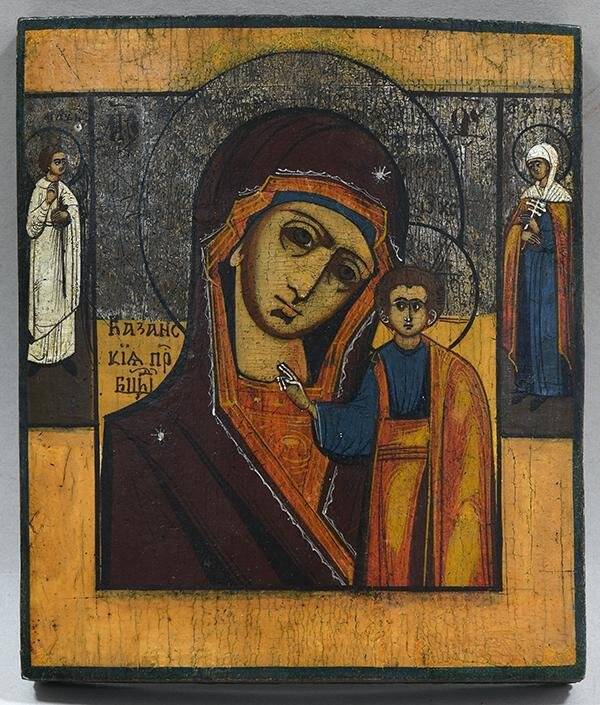 Икона «Богоматерь Казанская со святыми на полях»