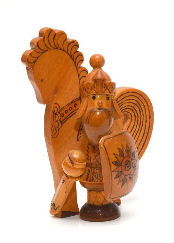 Деревянная игрушка Воин с конём. из деревянного игрушечного комплекта Воины с конями