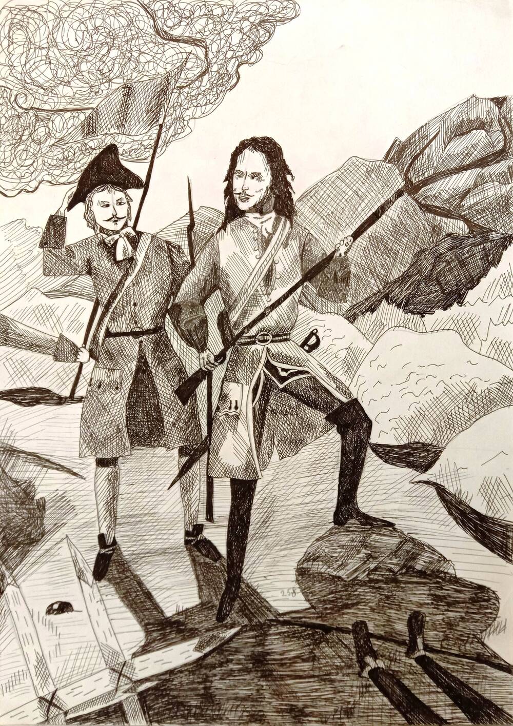 Рисунок Петр I на полях сражений
