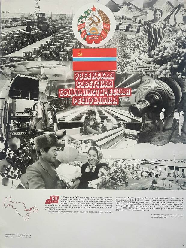Плакат № 5 «Союз нерушимый республик свободных»  Узбекская Советская Социалистическая Республика