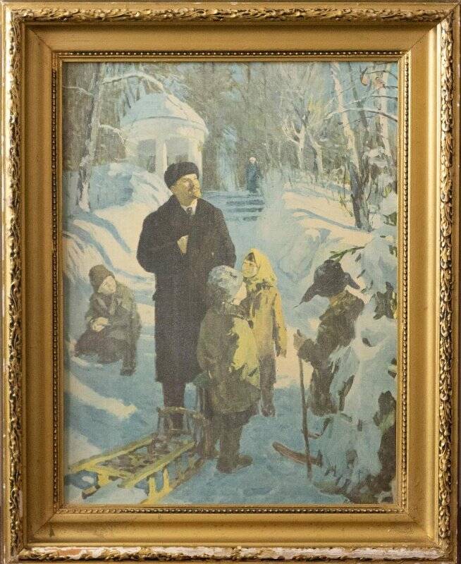 Ленин с детьми в Горках. (Снегири). Репродукция