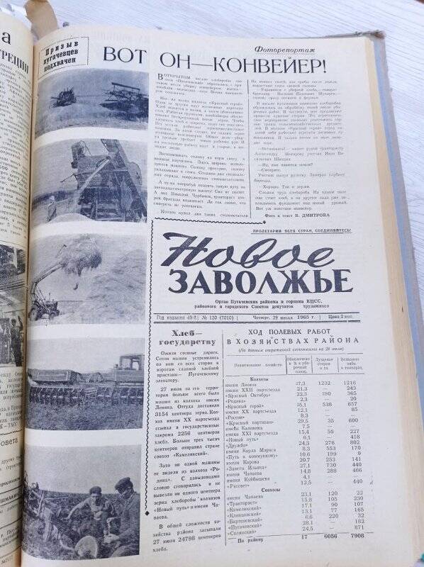 Газета Новое Заволжье № 120 (7010), Четверг 29 июля 1965 года.
