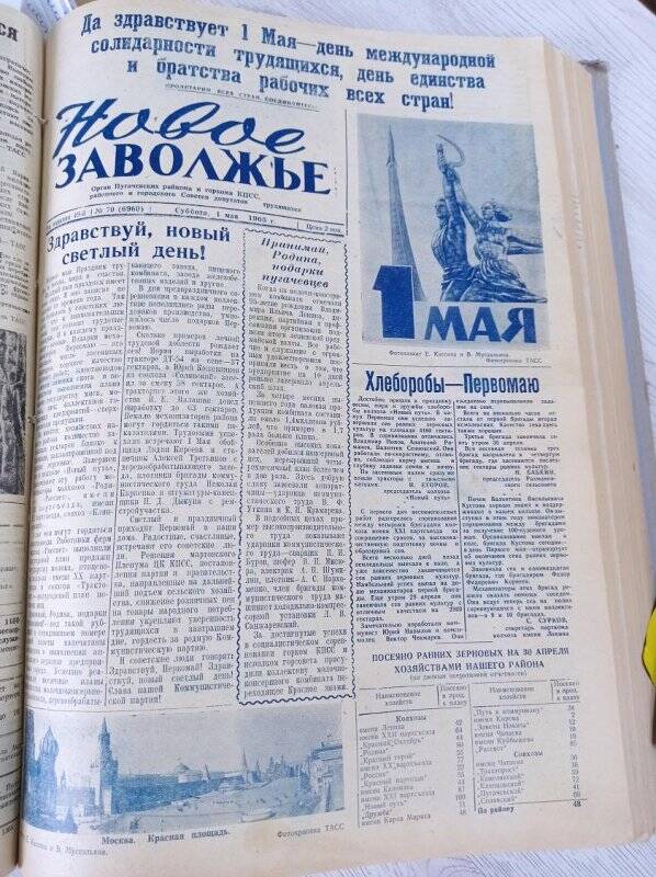 Газета Новое Заволжье № 70 (6960), Суббота 1 мая 1965 года.