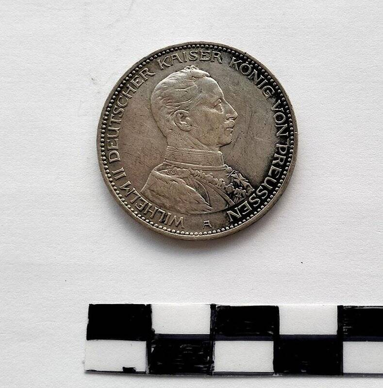 Монета  достоинством 3 марки. Фридрих Вильгельм II (Правитель)