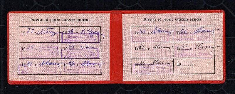 Членский билет №31390 союза журналистов СССР С.Ф. Зарубина, выдан 27.07.77г.