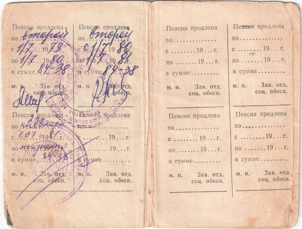 Пенсионное удостоверение № 83 по инвалидности Салеевой Анны Елисеевны.