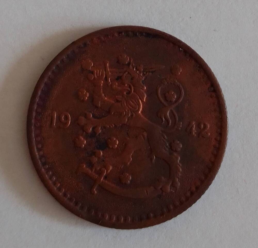 Монета 1 марка, Финляндская Республика, 1942 г.