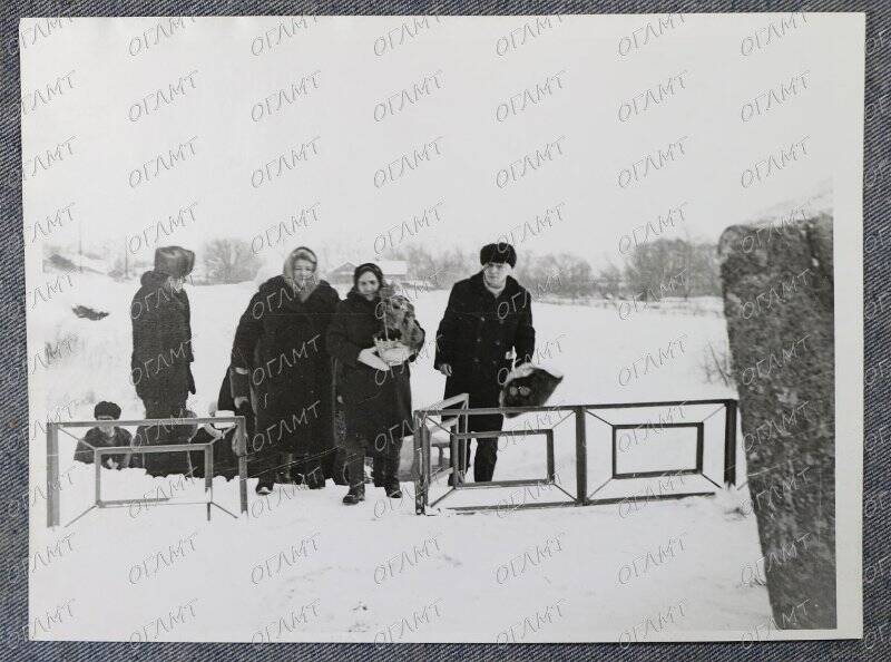 Фотография. В.И. Вольнова, И.И. Вольнов, М.П. Терехина (племянница писателя) подходят к могиле И.Е. Вольнова.