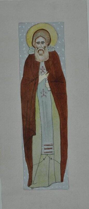 Копия иконы. «Покров с изображением Сергия Радонежского 1424г»