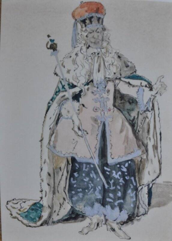 Рисунок. «Копия. А.Бенза «Эскиз костюма маркиза Фоербуа, переодетого королём Идрао» 1909г»