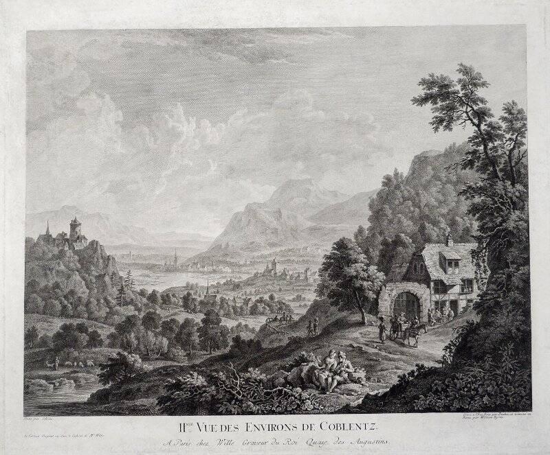 Гравюра. «Вид окрестностей Кобленца».1780 -е