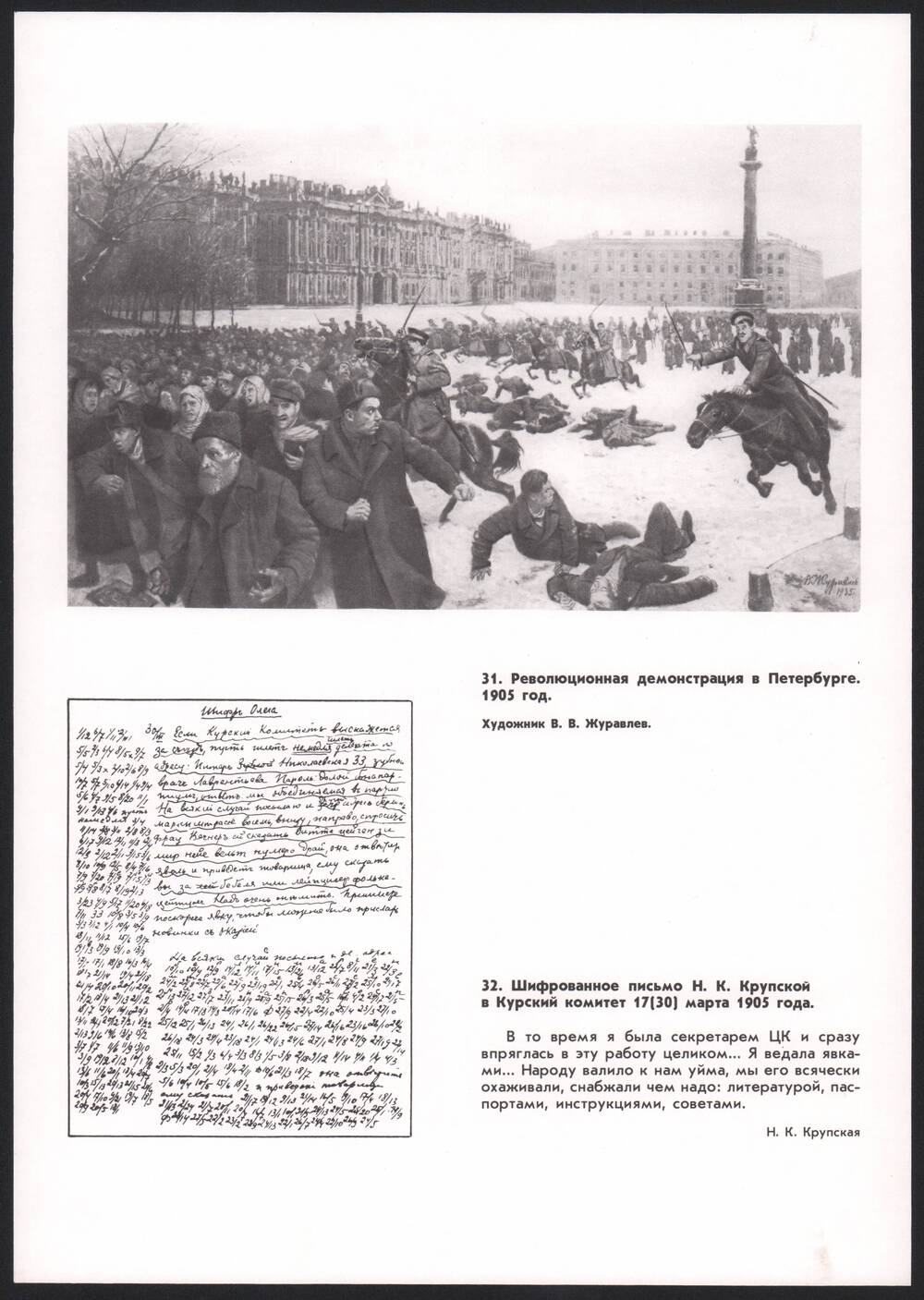 Лист № 25 Революционная демонстрация в Петербурге из альбома наглядный пособий Н.К. Крупская
