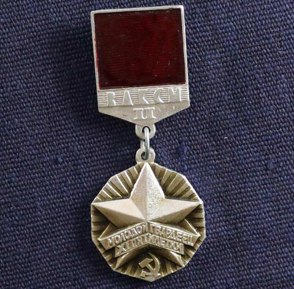 Знак нагрудный  ЦК ВЛКСМ  Молодой гвардеец XI пятилетки II степени