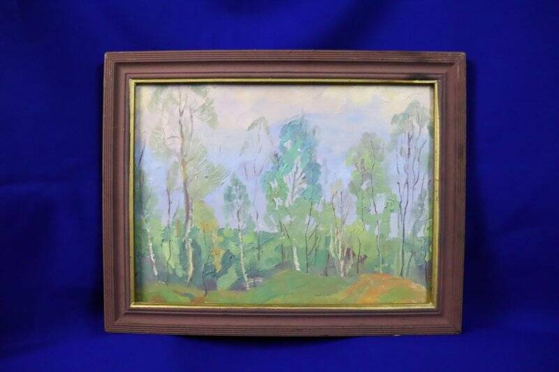 Этюд «Весна в лесу», из Коллекции картин (живопись, графика, рисунок) художника г. Чистополя Самойлова П.Е. 1980-90-е гг.