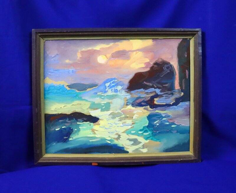 Картина «Морской прибой», из Коллекции картин (живопись, графика, рисунок) художника г. Чистополя Самойлова П.Е. 1980-90-е гг.