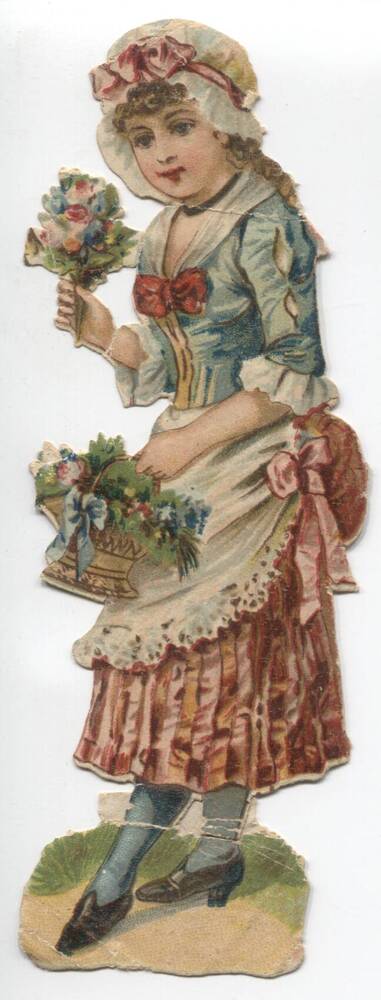 Картинка «Цветочница» из комплекта картинок для изготовления самодельных елочных игрушек. Маньчжурия, 1930г.