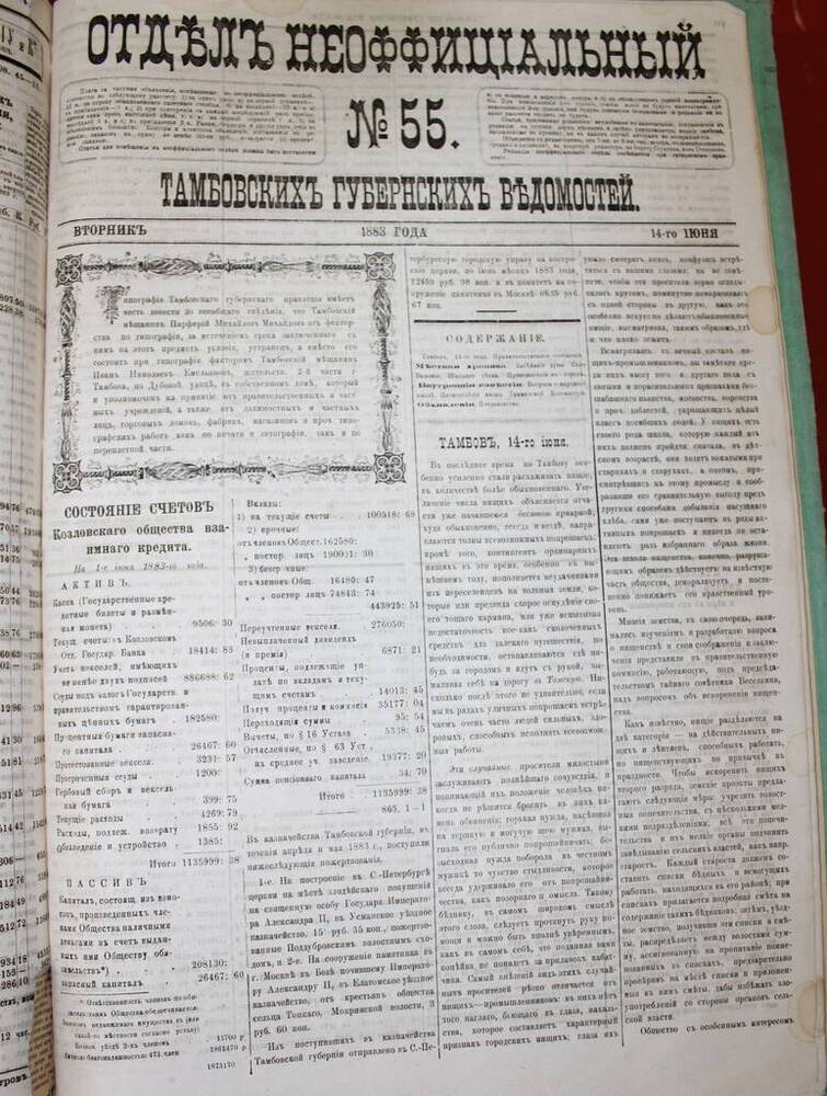 Газета Отдел Неоффициальный № 55 от 14.06.1883 г. 