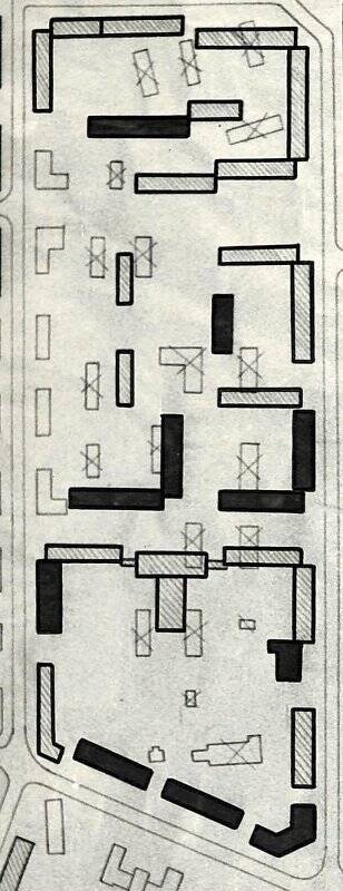 Фотография черно-белая. Схема планировки кварталов N 13, 15, 17
