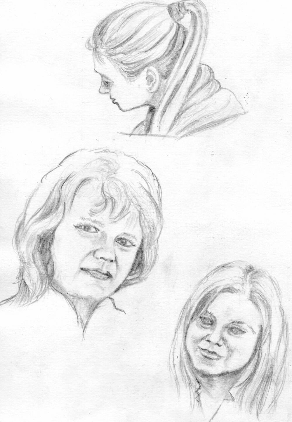 Рисунок карандашом (наброски портрета женщины). Автор Цивин А.Р.