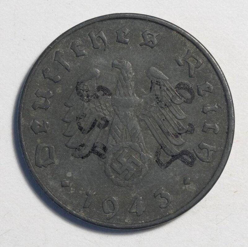 Монета немецкая. 10 пфеннигов. 1943 г. Германия