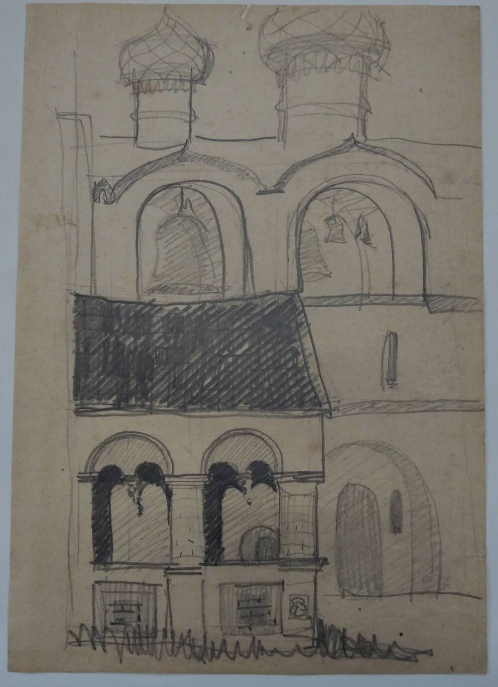 Чернышова Г.А. Набросок  церкви (фрагмент колокольни)