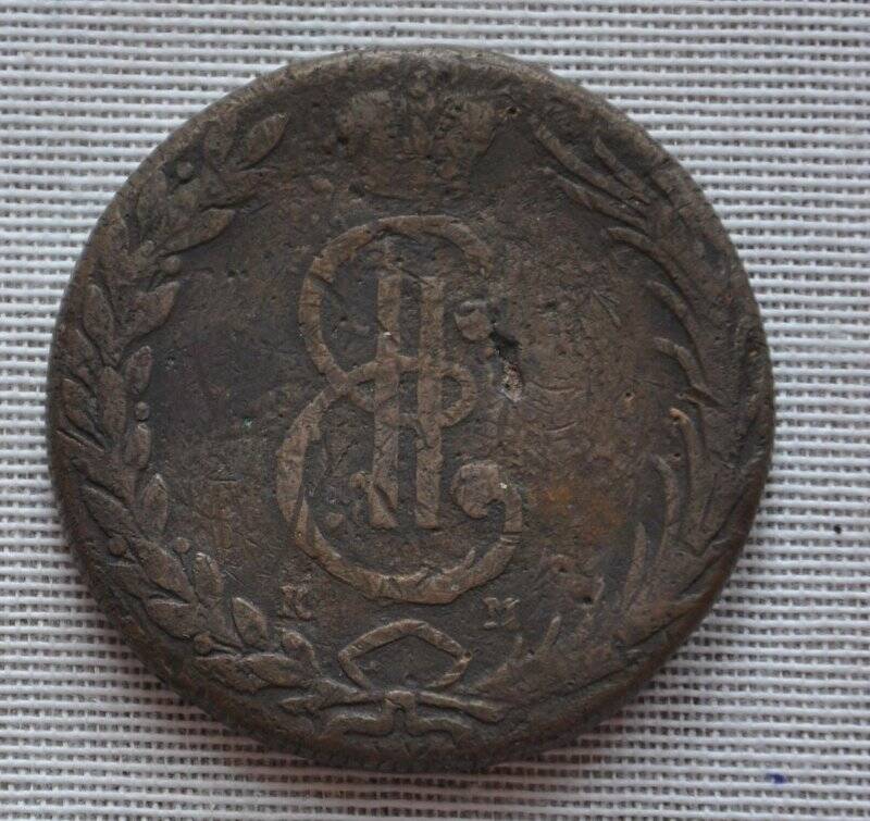Монета 1774 г медная сибирская денга, оригинал, выпущена во время правления Екатерины 2.