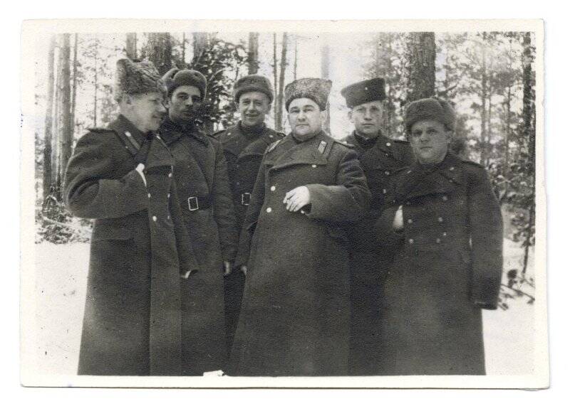 Фотография. Полковник Булатов Ф.Г. среди руководящего состава дивизии, 1 Белорусский фронт