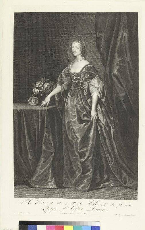 Портрет королевы Великобритании Генриетты-Марии (1609-1669), гравюра