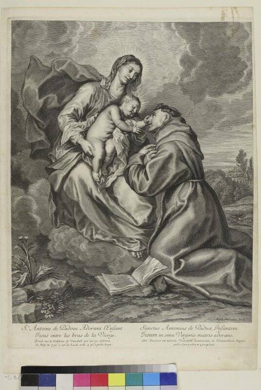 Видение Богоматери с младенцем святому Антонию Падуанскому, гравюра