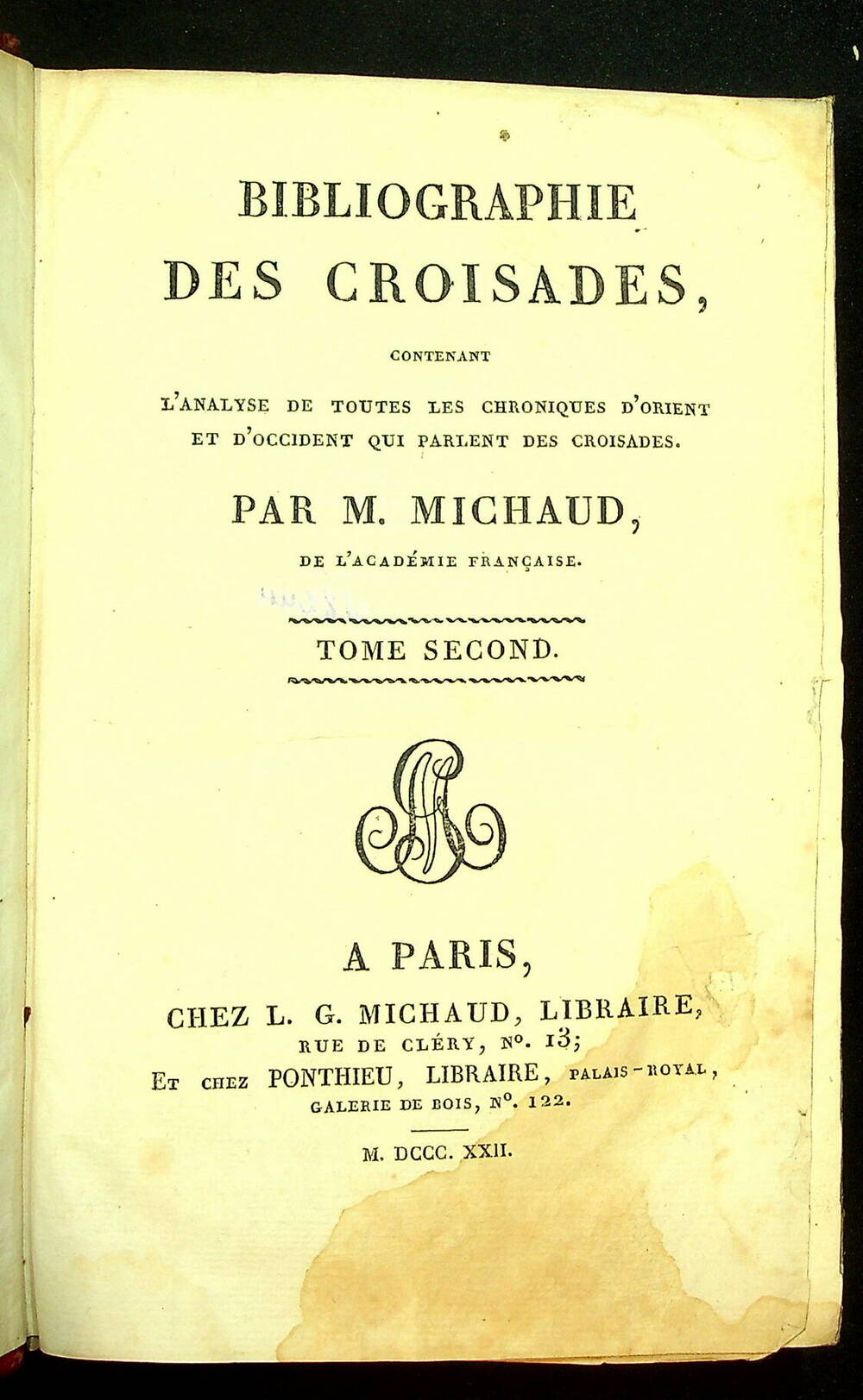 Histoire des croisades Vol. 7 : Bibliigraphie des Croisades 1822.