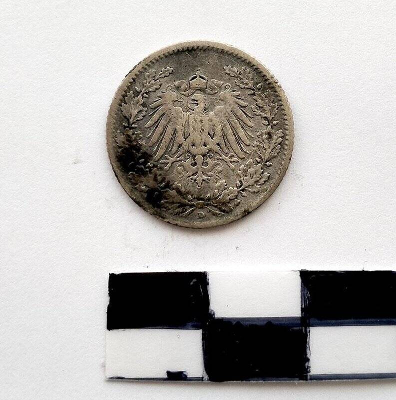 Монета  достоинством 1/2 марки. Фридрих Вильгельм II (Правитель)